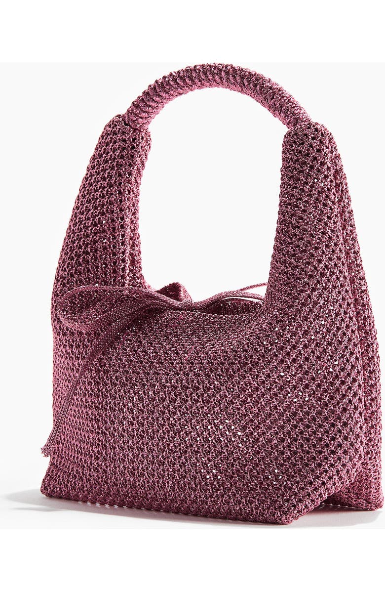 H&M Glittery Hole-knit Handbag, Alternate, color, Dusty Pink