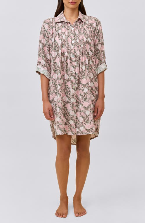 Papinelle Meribel Pleated Cotton Blend Nightgown In Pink