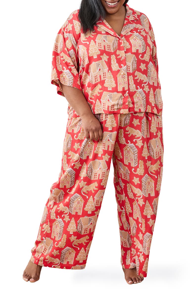 Wildest Dreams Satin Pajama Set, Main, color, RUBY