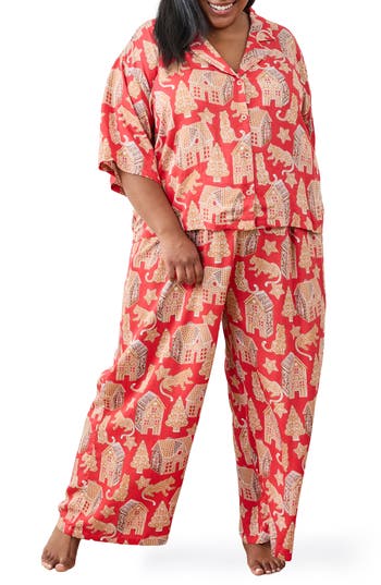 Printfresh Wildest Dreams Satin Pajama Set In Ruby