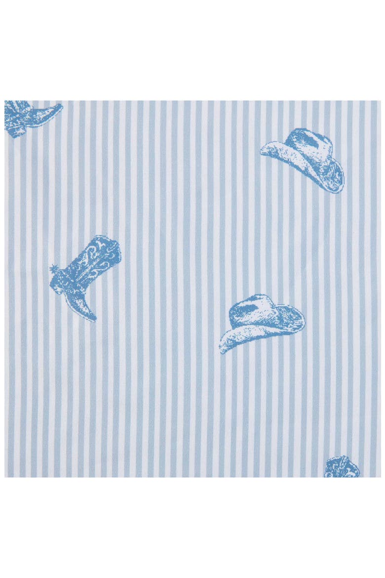 Cowboy & Stripe Print Sheet Set, Alternate, color, LIGHT PASTEL BLUE