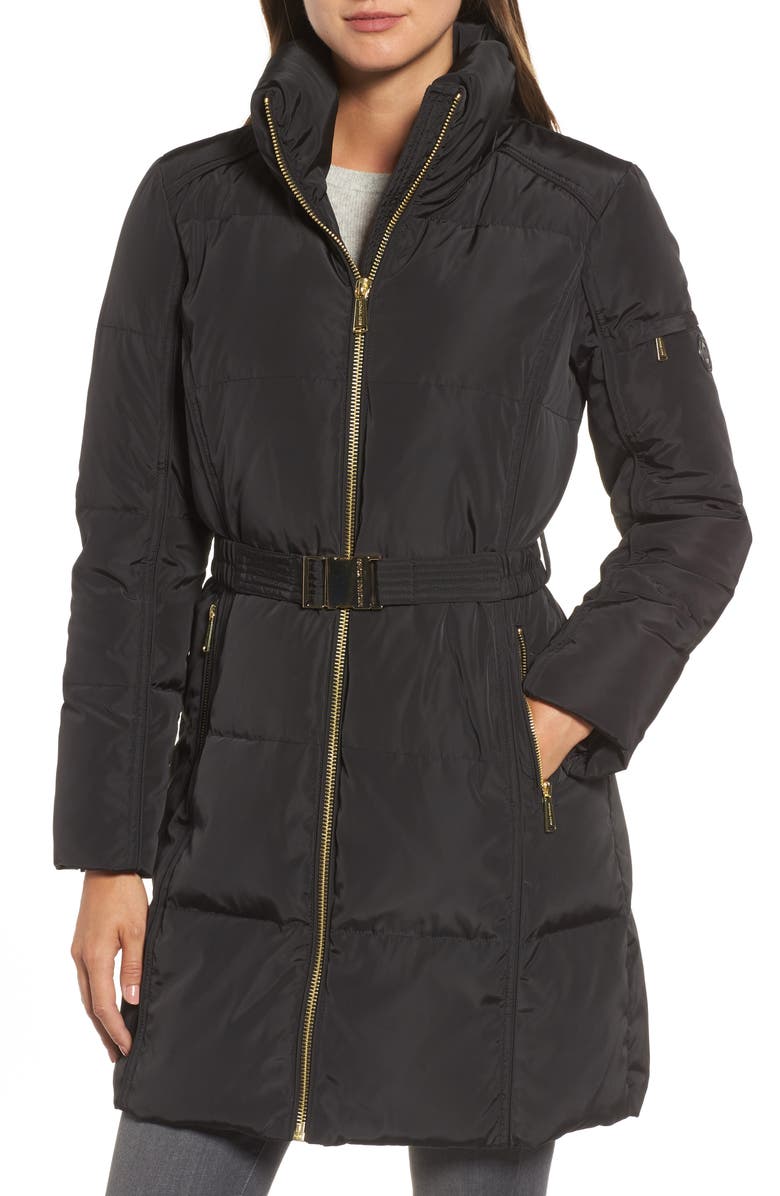 MICHAEL Michael Kors Faux Fur Trim Belted Down & Feather Fill Parka, Alternate, color,
