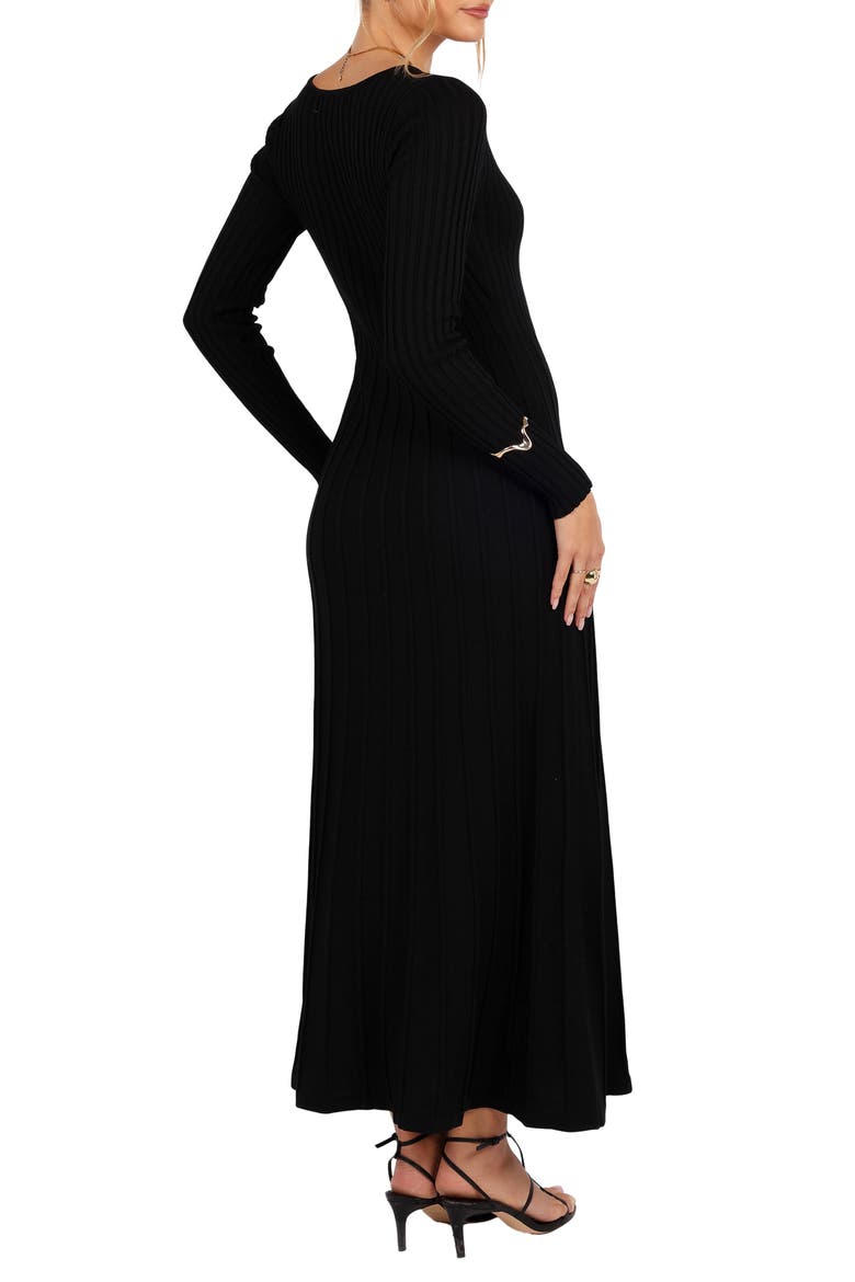 Alison Long Sleeve Rib Maxi Dress, Alternate, color, BLACK