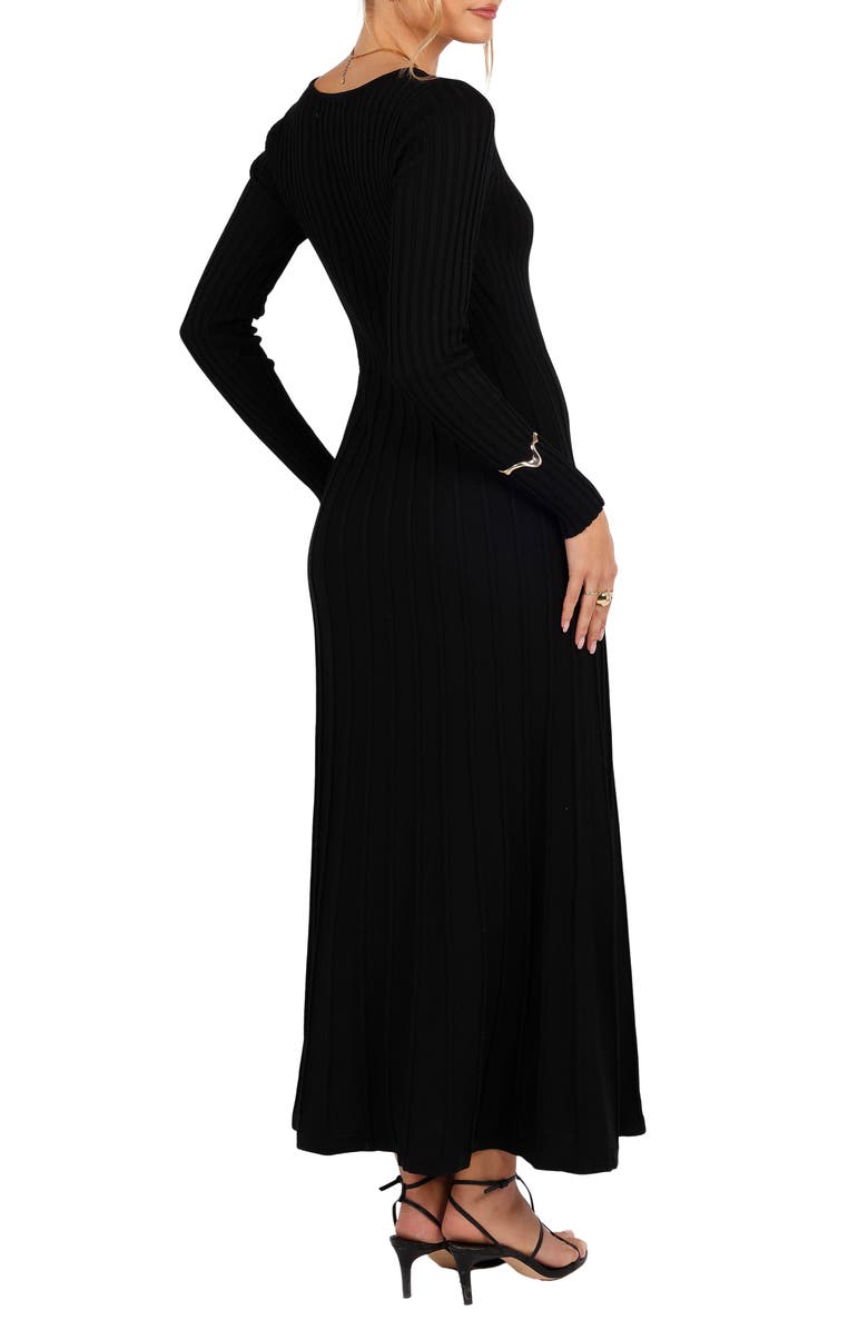 Petal & Pup Alison Long Sleeve Rib Maxi Dress, Alternate, color, Black