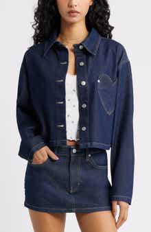 BP. Heart Pocket Crop Denim Shacket