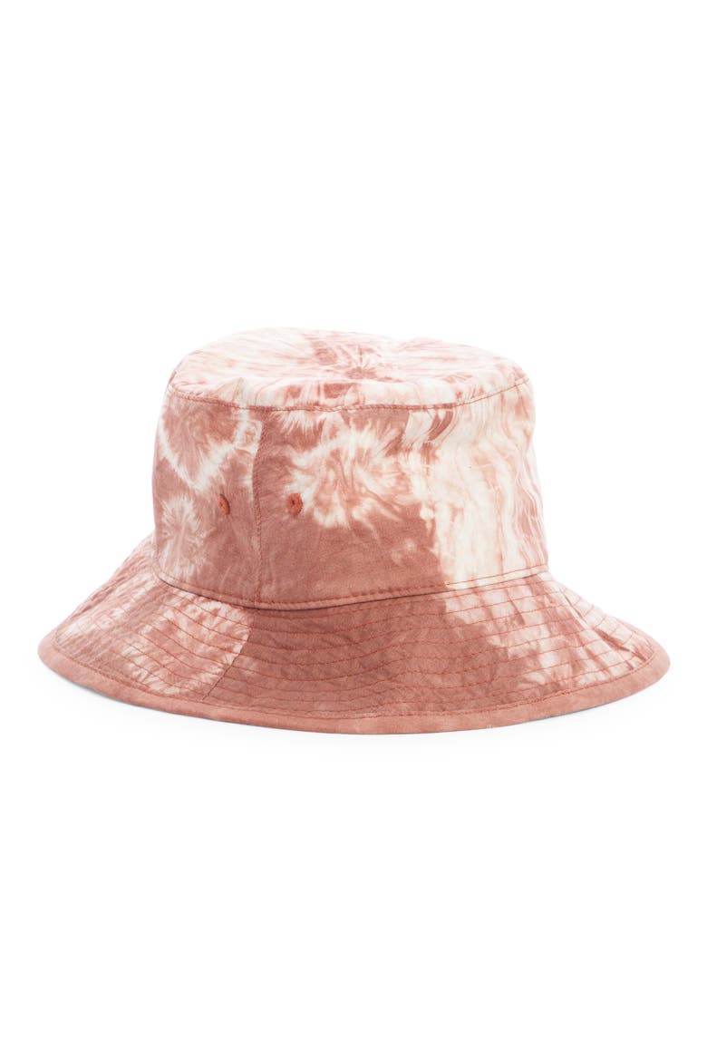 Brimmo Tie Dye Cotton Poplin Bucket Hat, Main, color, OLD PINK