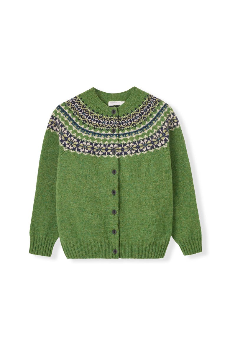 British Highlands Crew Neck Cardigan, Alternate, color, Fern Green