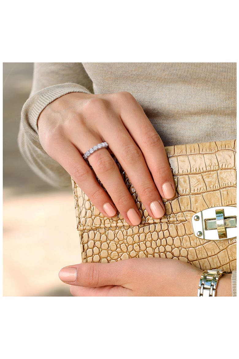 Lab Created Moissanite Band Ring, Alternate, color, WHITE