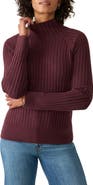 Faherty Jackson Mock Neck Cotton Blend Rib Sweater