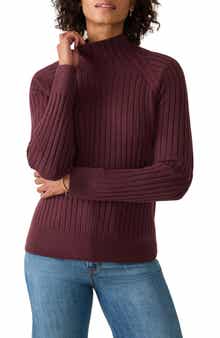 Faherty Jackson Mock Neck Cotton Blend Rib Sweater