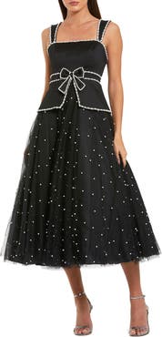 Mac Duggal Sleeveless Embellished Crepe And Tulle Midi Dress