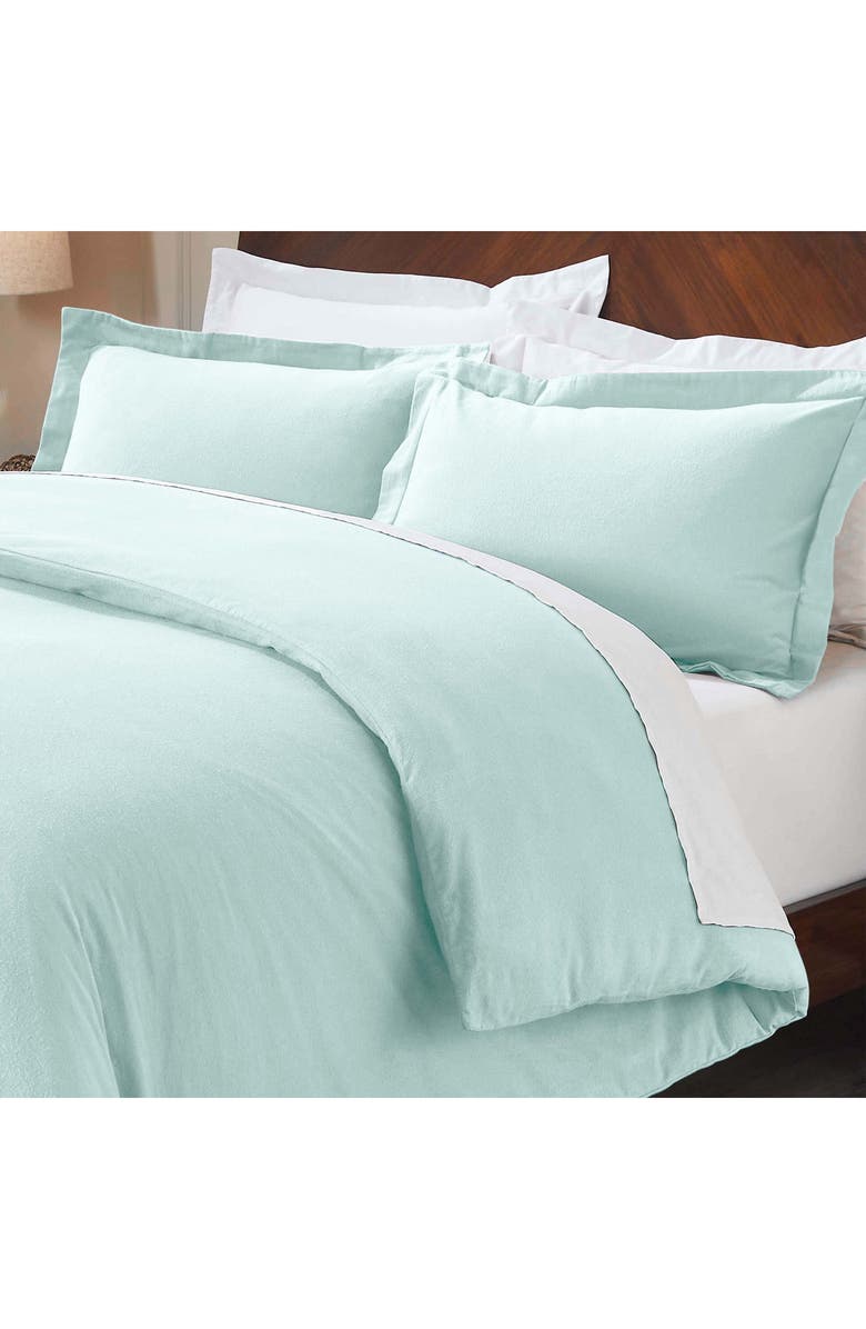 Superior Cotton Flannel Paisley Duvet Set, Alternate, color, Light Blue