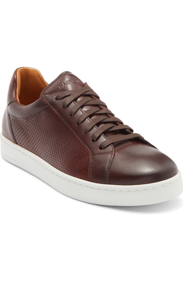 Magnanni Elonso Perforated Sneaker, Main, color, Midbrown