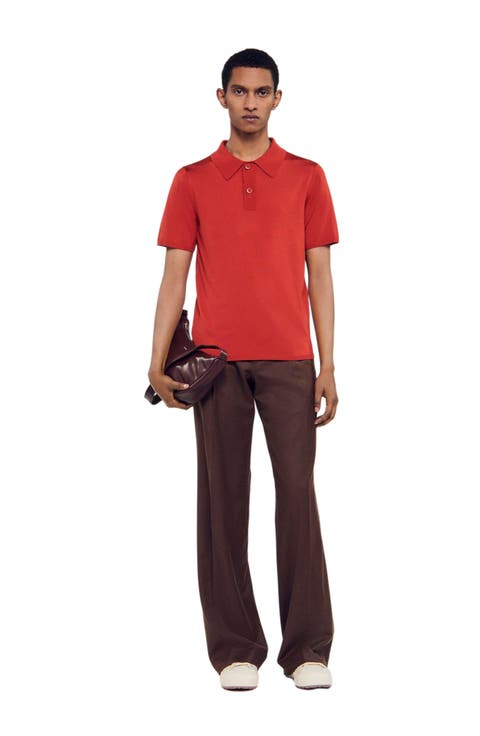 Short-sleeve knitted polo shirt