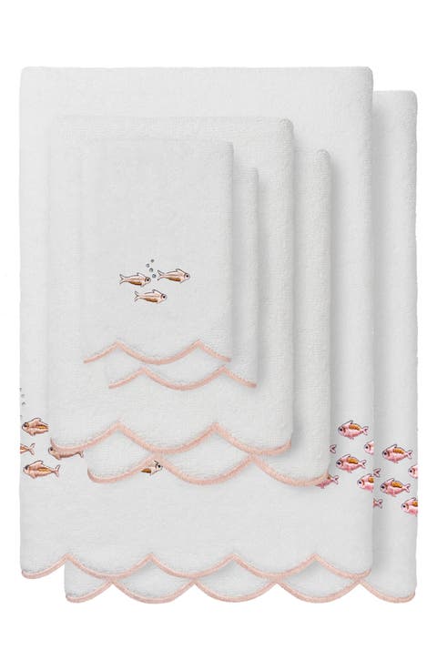 6-Piece Fish School Turkish Cotton Towel Set