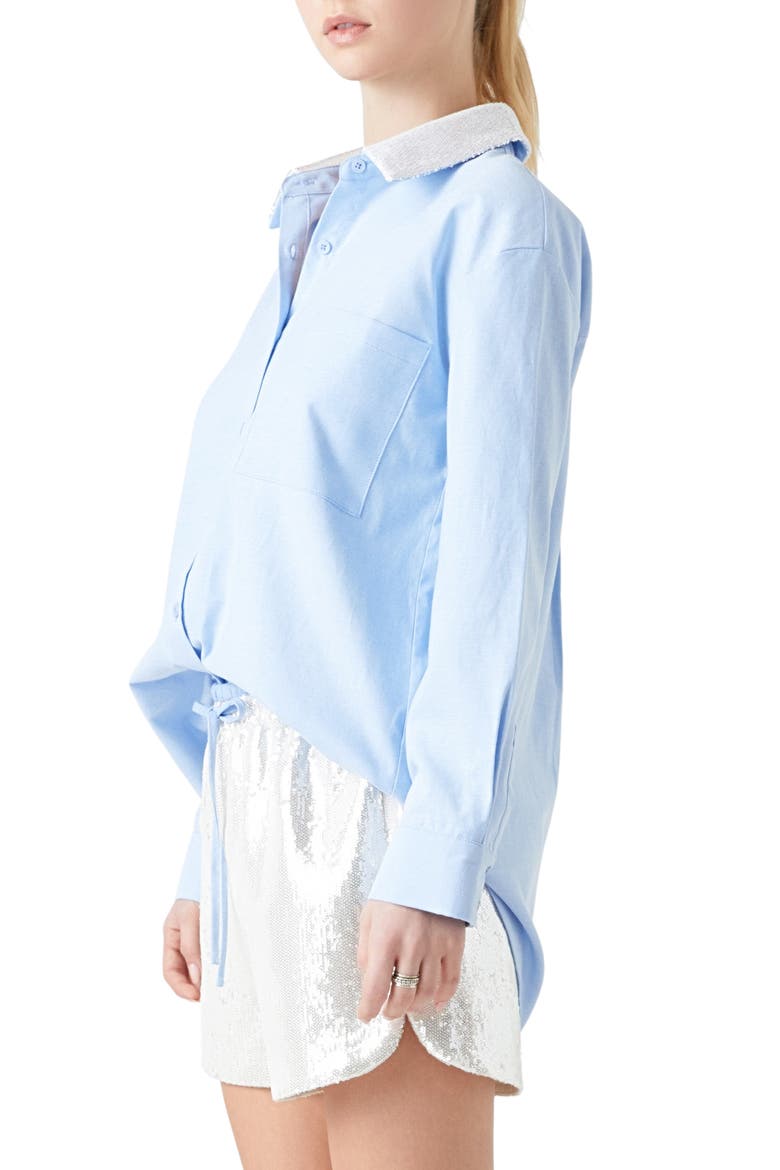 Oversize Oxford Button-Up Shirt, Alternate, color, BLUE MULTI