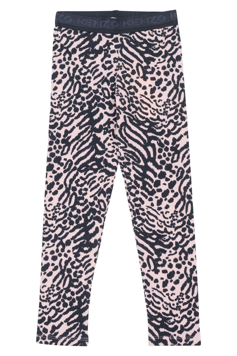 Kids' Animal Print Cotton Leggings, Main, color, PINK
