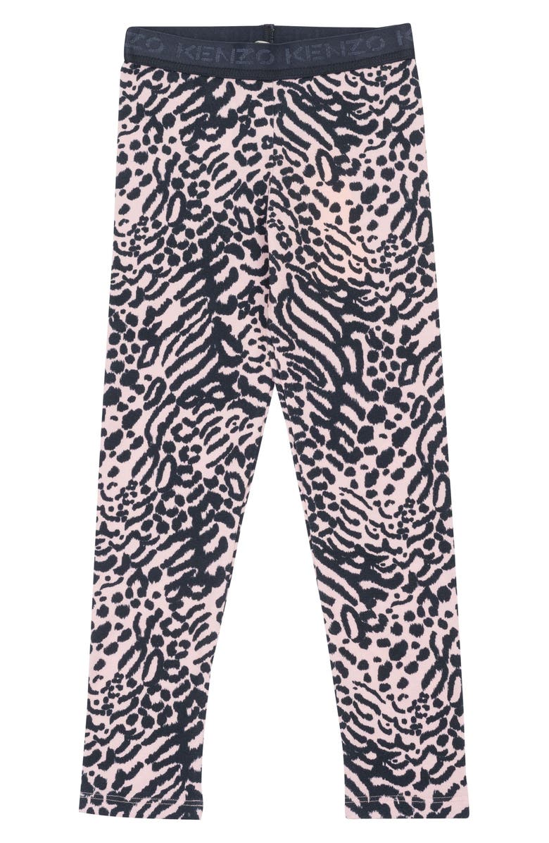 KENZO Kids' Animal Print Cotton Leggings, Main, color, Pink