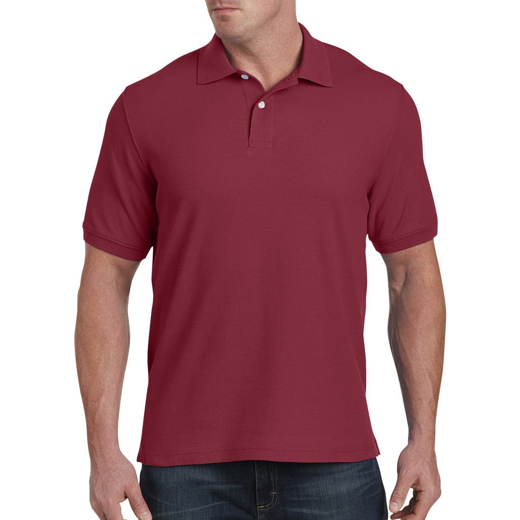 Harbor Bay By Dxl Big & Tall Piqué Polo Shirt In Burgundy