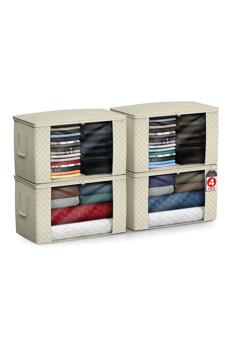 Set of 4 Foldable Storage Organizers, Alternate, color, BEIGE