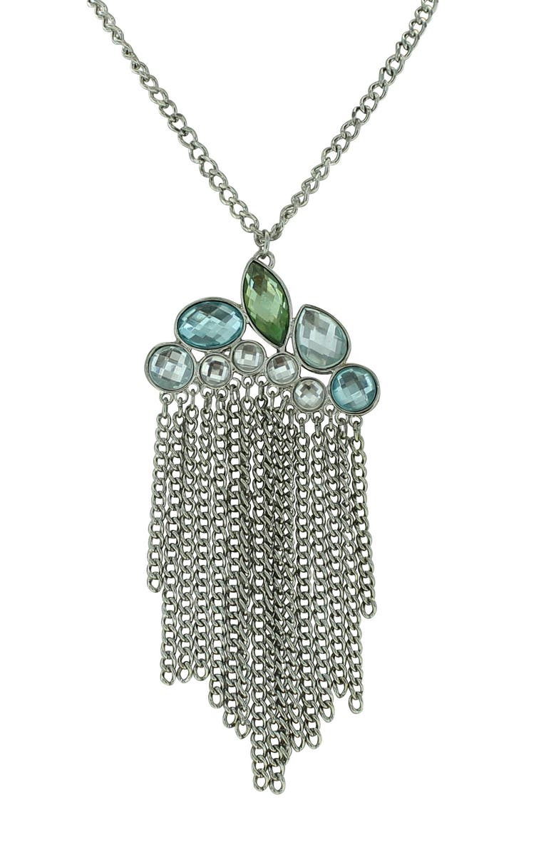 OLIVIA WELLES Gold Plated Hallie Fringe Crystal Necklace, Alternate, color, Gold / Natural