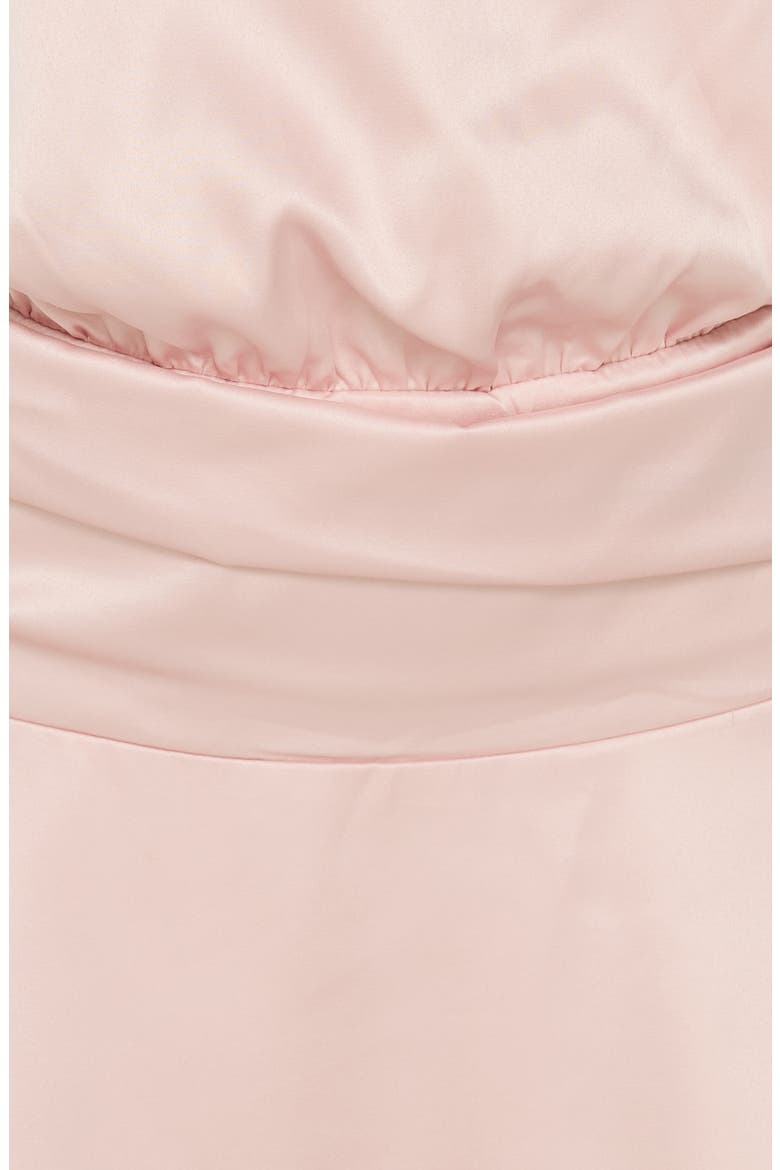 Sparkler Ruched Satin Arrowneck Minidress, Alternate, color, PINK