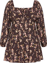 City Chic Abbie Floral Long Sleeve Minidress