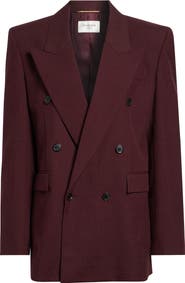 Saint Laurent Double Breasted Wool Gabardine Blazer