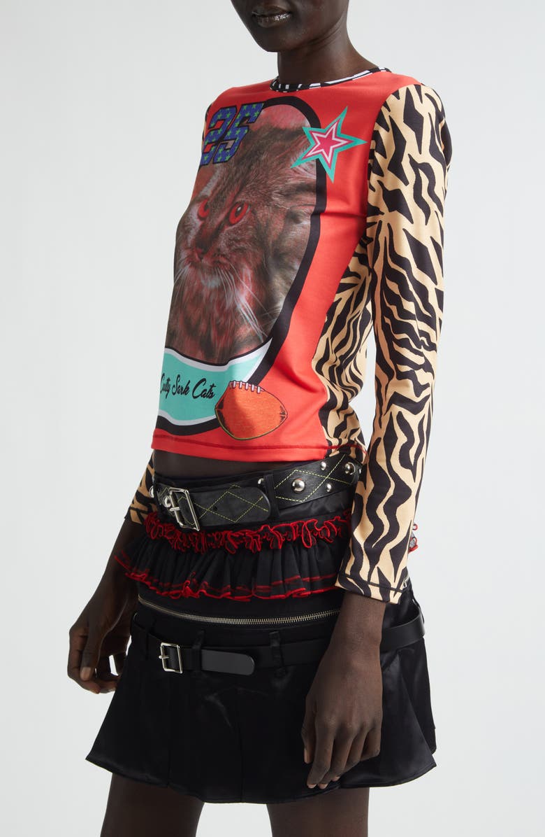 Chopova Lowena Cutty Sark Cats Fitted Jersey Graphic T-Shirt, Alternate, color, Red Multi