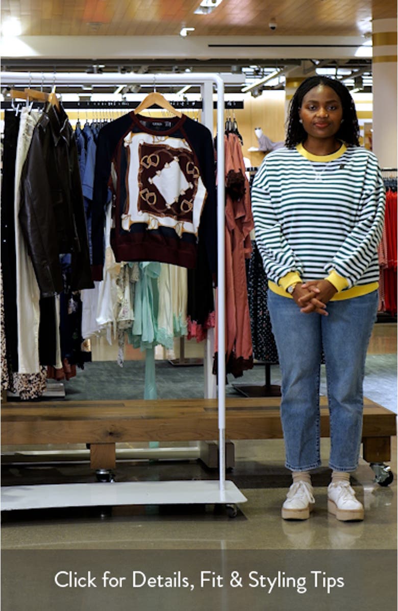 Equestrian Print Inset Crewneck Sweater, sales video thumbnail