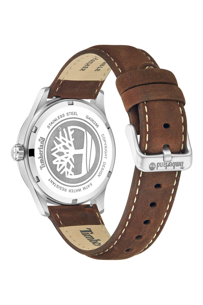 Rambush Leather Strap Watch, 42mm, Alternate, color, DARK BROWN