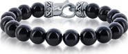 BLACKJACK Stainless Steel Onyx Beaded Bracelet
