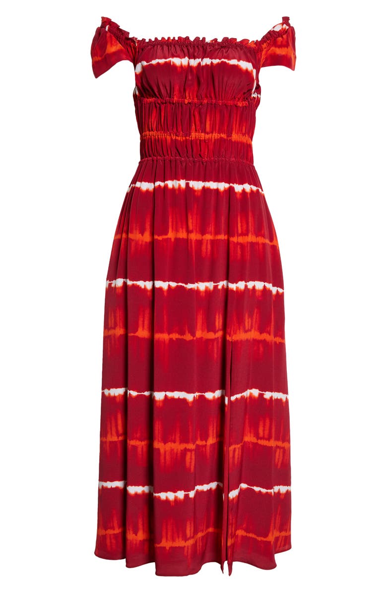 Altuzarra Lily Shibori Tie Dye Off the Shoulder Silk Maxi Dress, Main, color, 