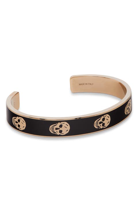 Thin Skull Enamel Cuff Bracelet