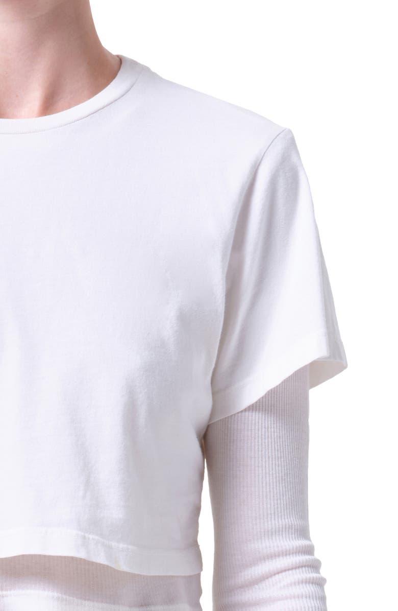AGOLDE Romily Layered Long Sleeve Crop Top, Alternate, color, White Ash White