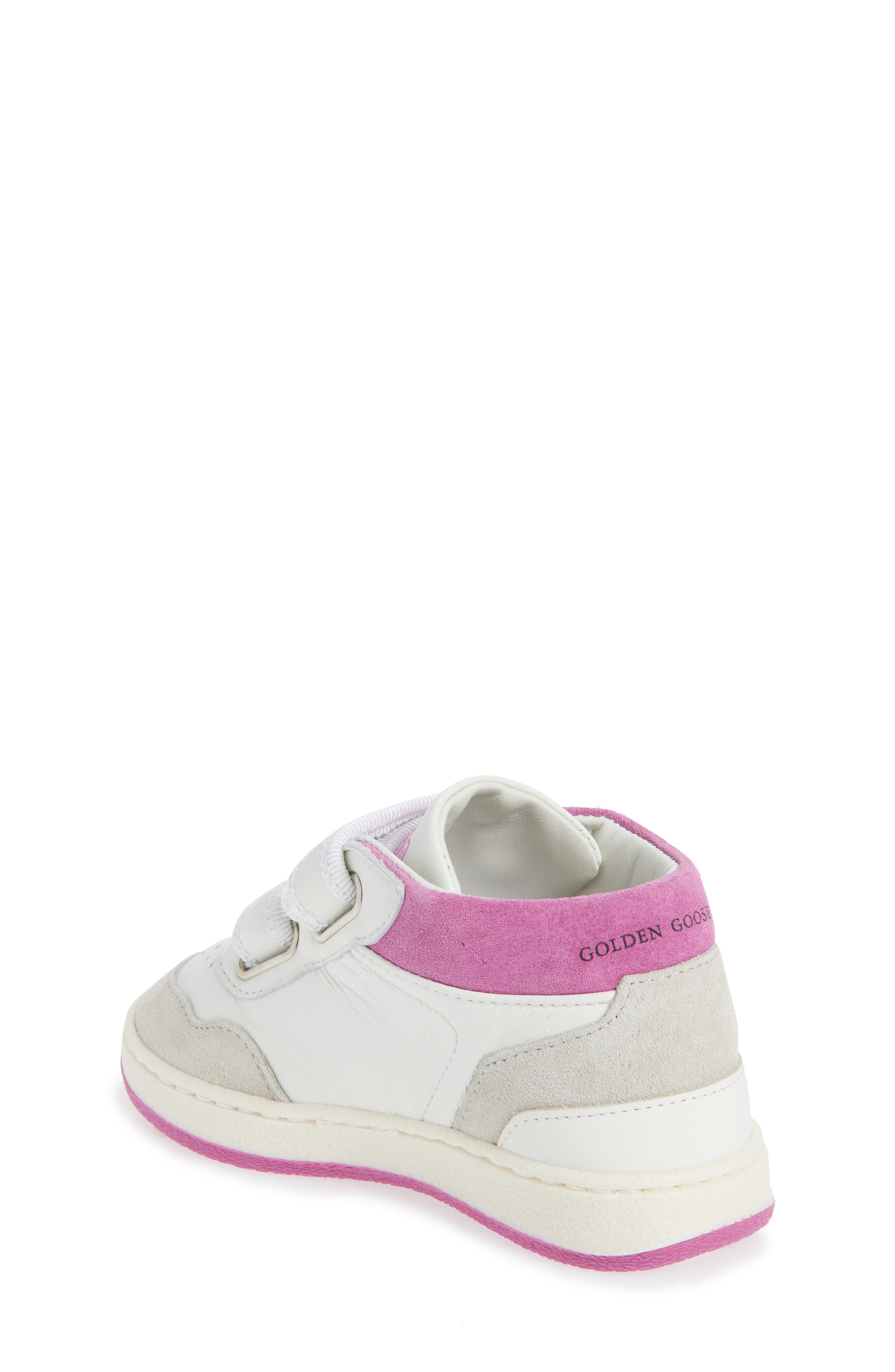 Golden Goose Kids' June Basket Mid Top Sneaker, Alternate, color, White/ Pink/ Gray