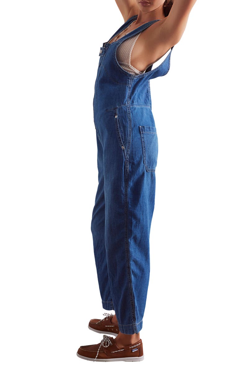 Free People Jude Denim Jumpsuit, Alternate, color, Mid Indigo