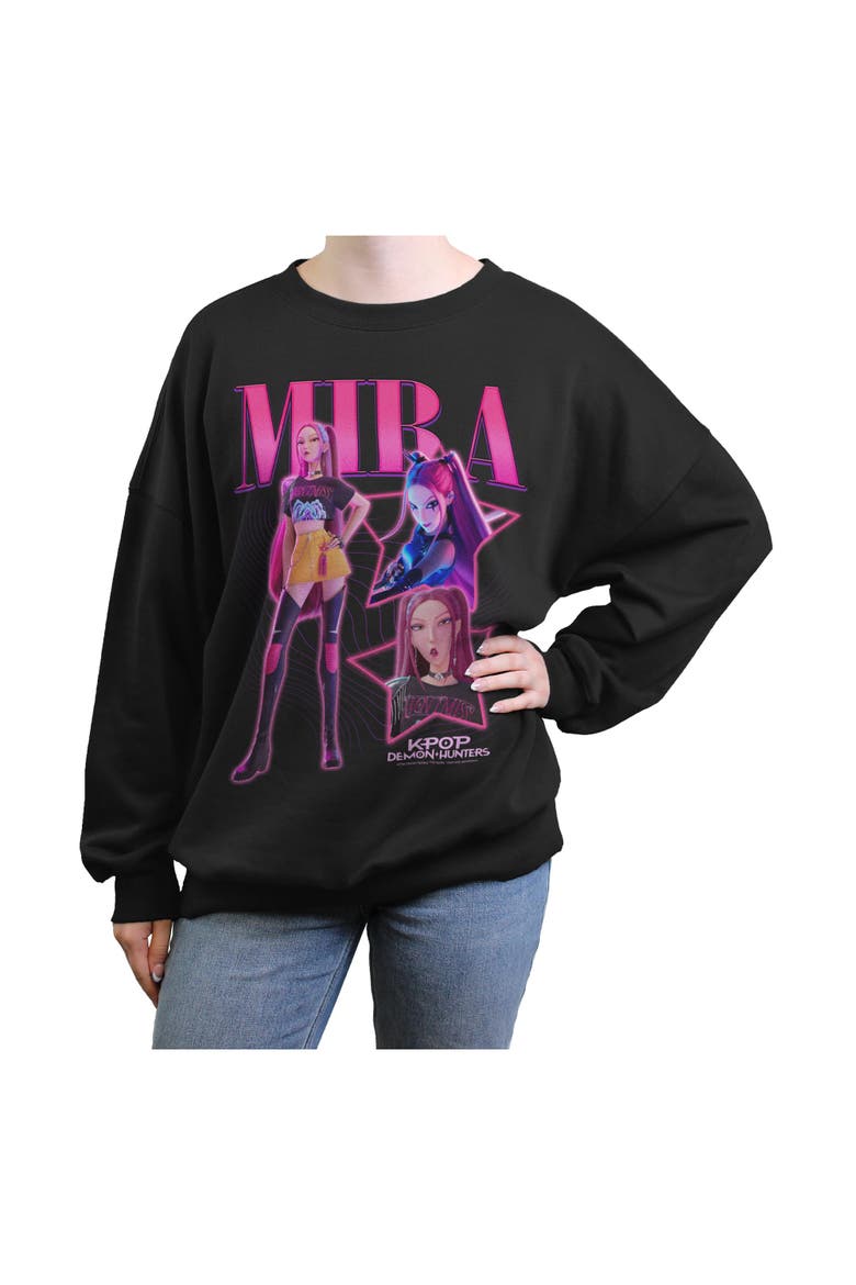 Junior's KPop Demon Hunters Mira Stars Logo  Sweatshirt, Main, color, Black