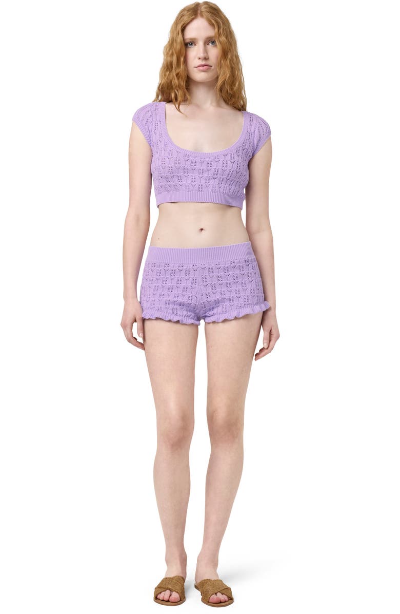 Florence by Mills Pointelle Cotton Blend Crop Sweater, Alternate, color, Millie Lavender