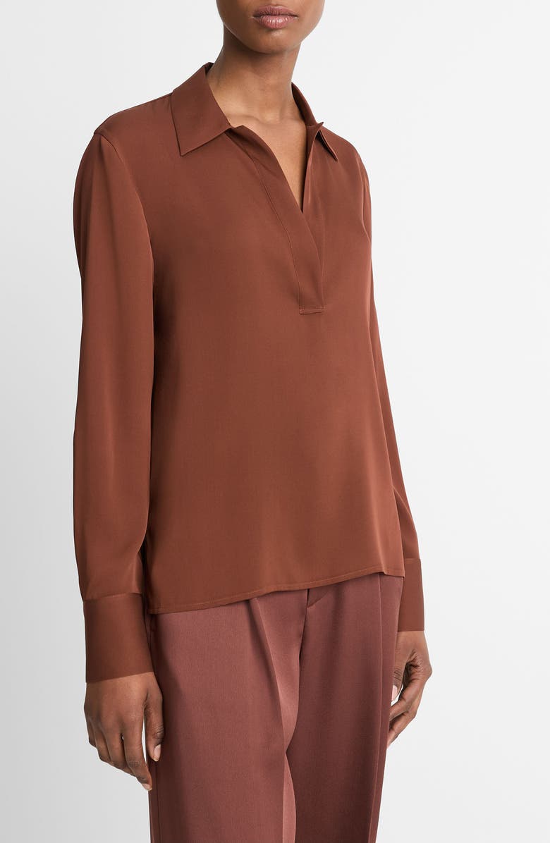 Vince Silk Blend Polo Shirt, Alternate, color, Deep Rosewood