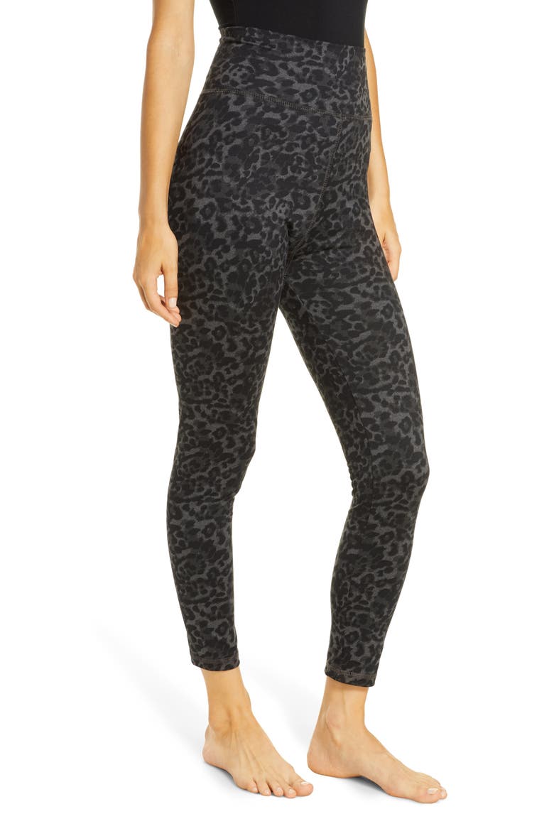 Leopard Print High Waist Leggings, Alternate, color, BLACK CHARCOAL