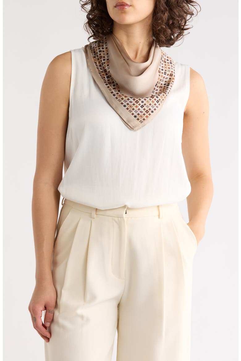Geo Border Square Scarf, Main, color, CREAM
