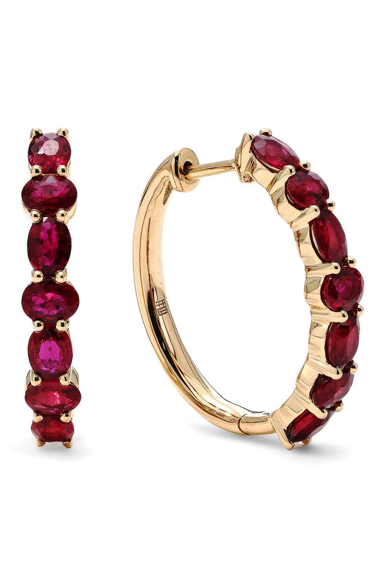 Crackle Hoop Earrings, Main, color, RUBY