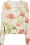 Carolina Herrera Poppy Print Silk & Cotton Cardigan