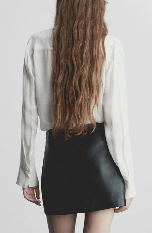 Mango Tie Neck Chiffon Top In Off White