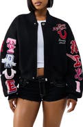 True Religion Embroidered Varsity Bomber Jacket