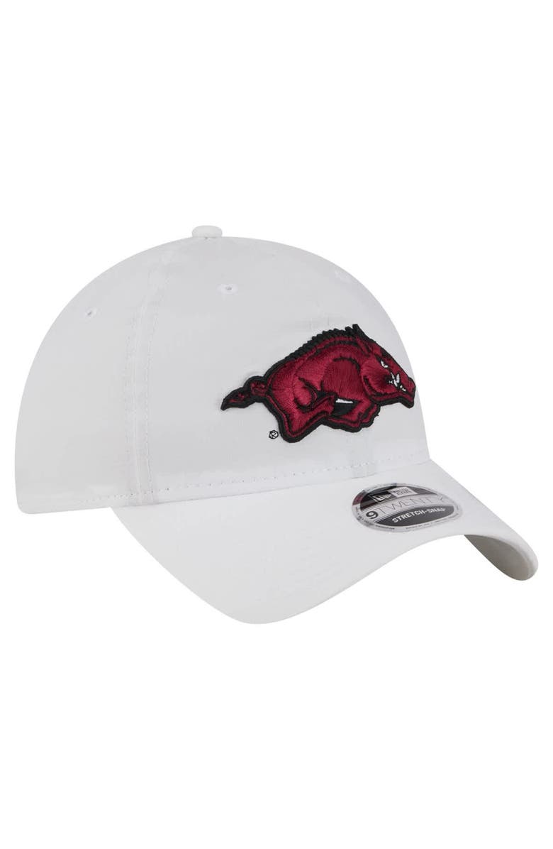 New Era Men's New Era White Arkansas Razorbacks Active Ripstop 9TWENTY Adjustable Hat, Alternate, color,