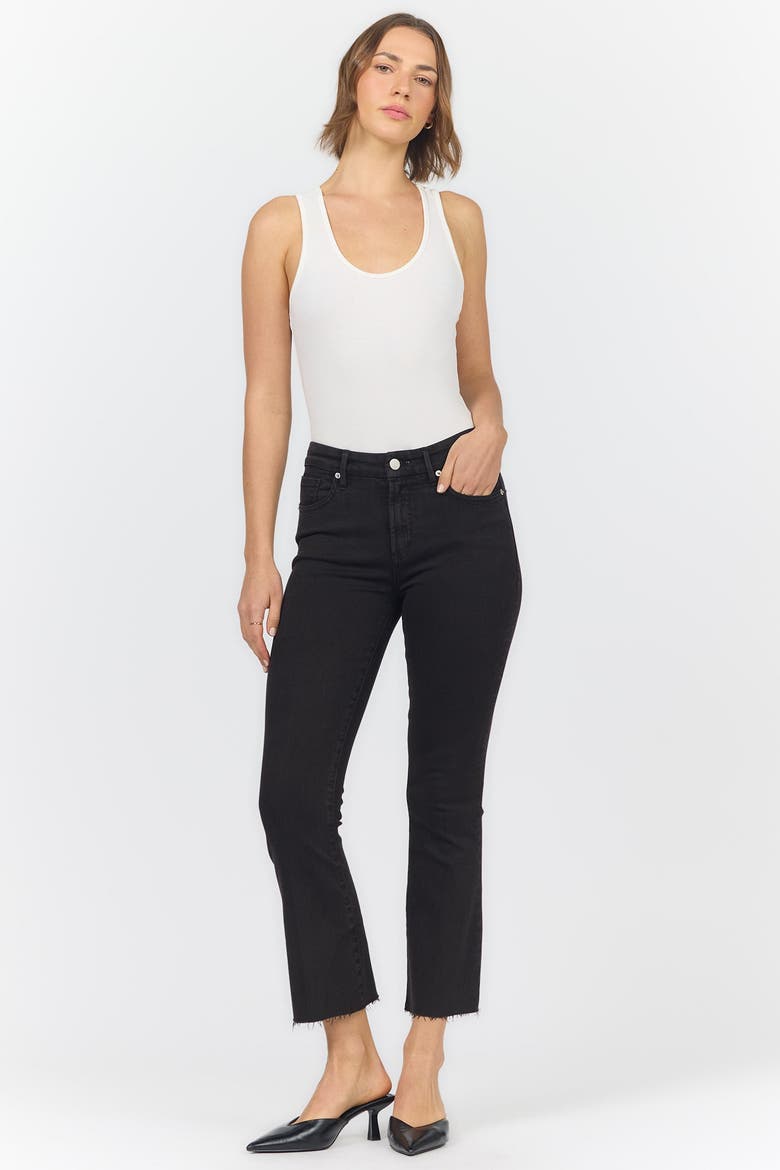 Jeanne Mid Rise Raw Hem Flare Jeans, Alternate, color, Chocolate Torte