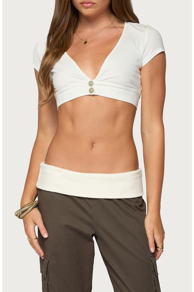 Cecey Button Up Crop Top, Main, color, WHITE