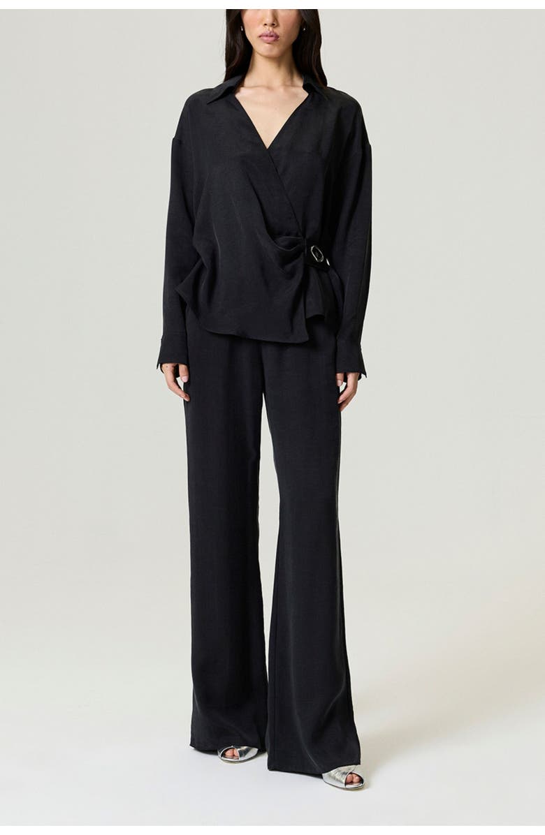 Nocturne Relaxed Fluid Pants with Elastic Waist, Alternate, color, Black